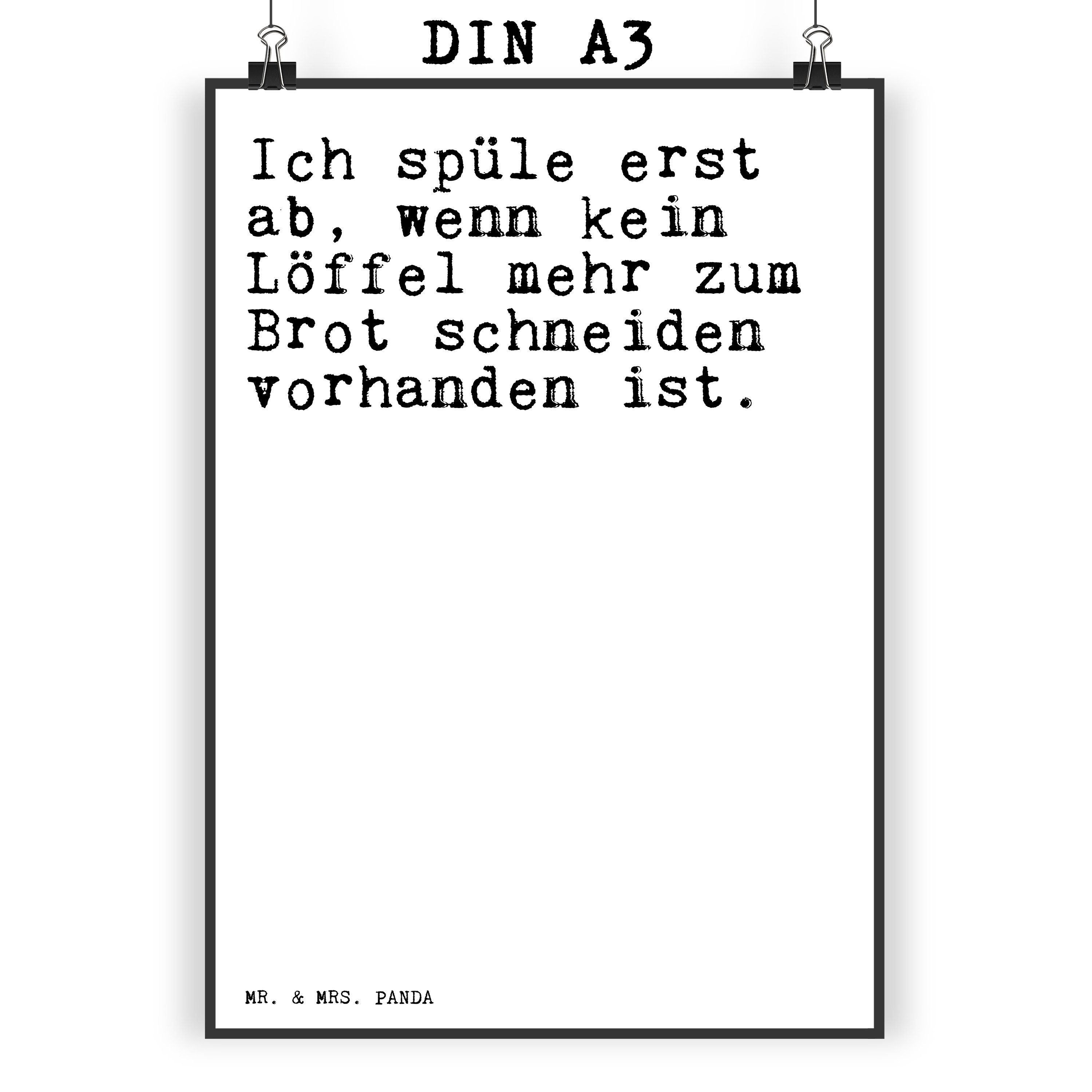 Mr. & Mrs. Panda Poster DIN A3 Ich spüle erst ab,... Weiß Geschenk