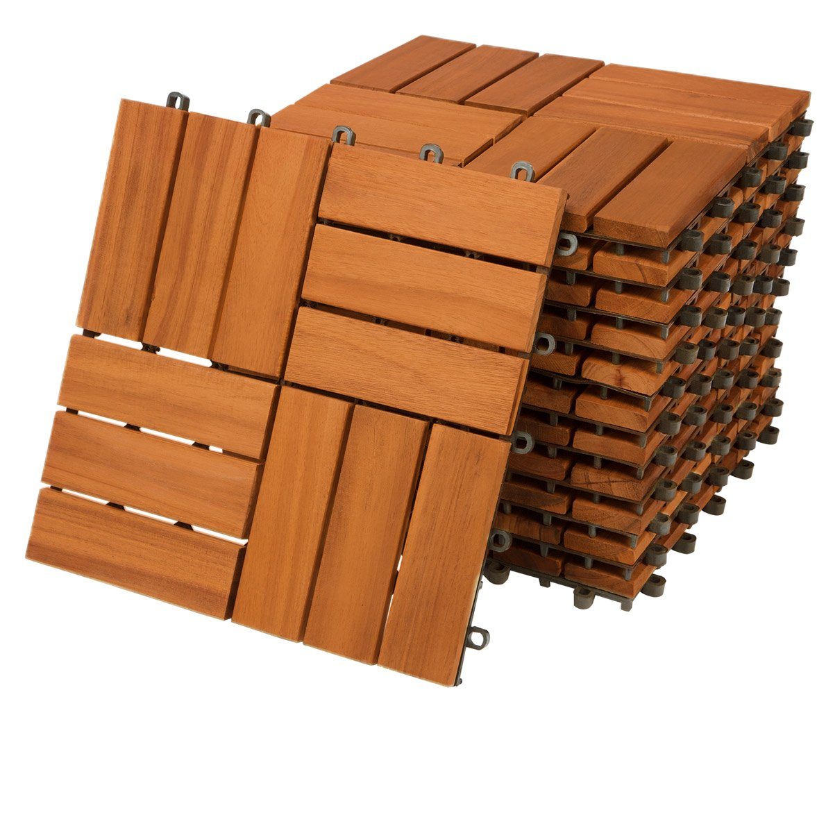 Casaria Holzfliesen 11x Akazie Mosaik, Terrassenfliesen günstig online kaufen