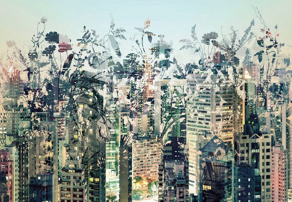 Komar Fototapete Urban Jungle, 368x254 cm (Breite x Höhe), inklusive  Kleister
