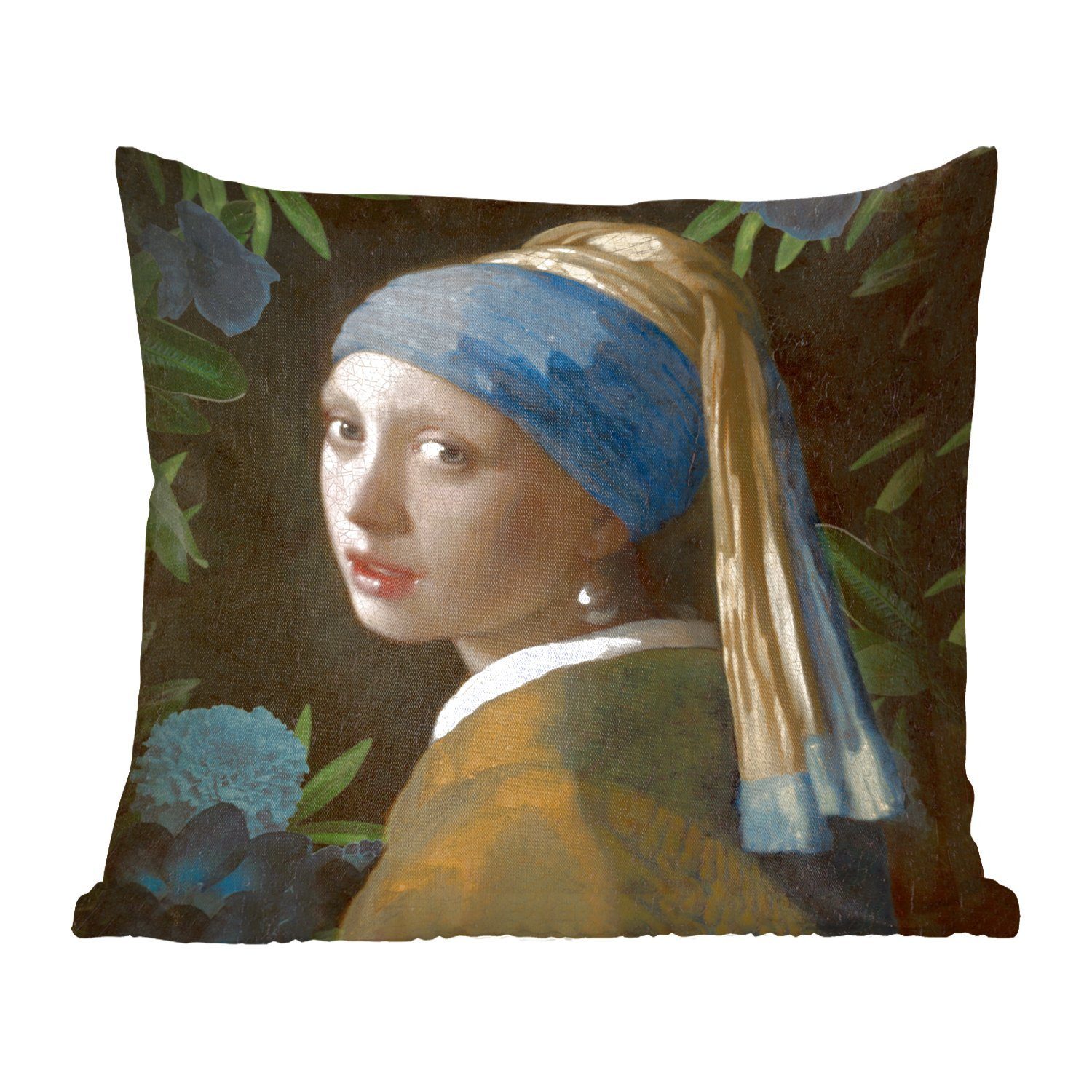 Supergünstiger Ausverkauf läuft! MuchoWow Dekokissen Das Deko, - Vermeer für dem mit mit Füllung Zierkissen Schlafzimmer, Sofakissen Mädchen - Wohzimmer, Perlenohrring Kunst