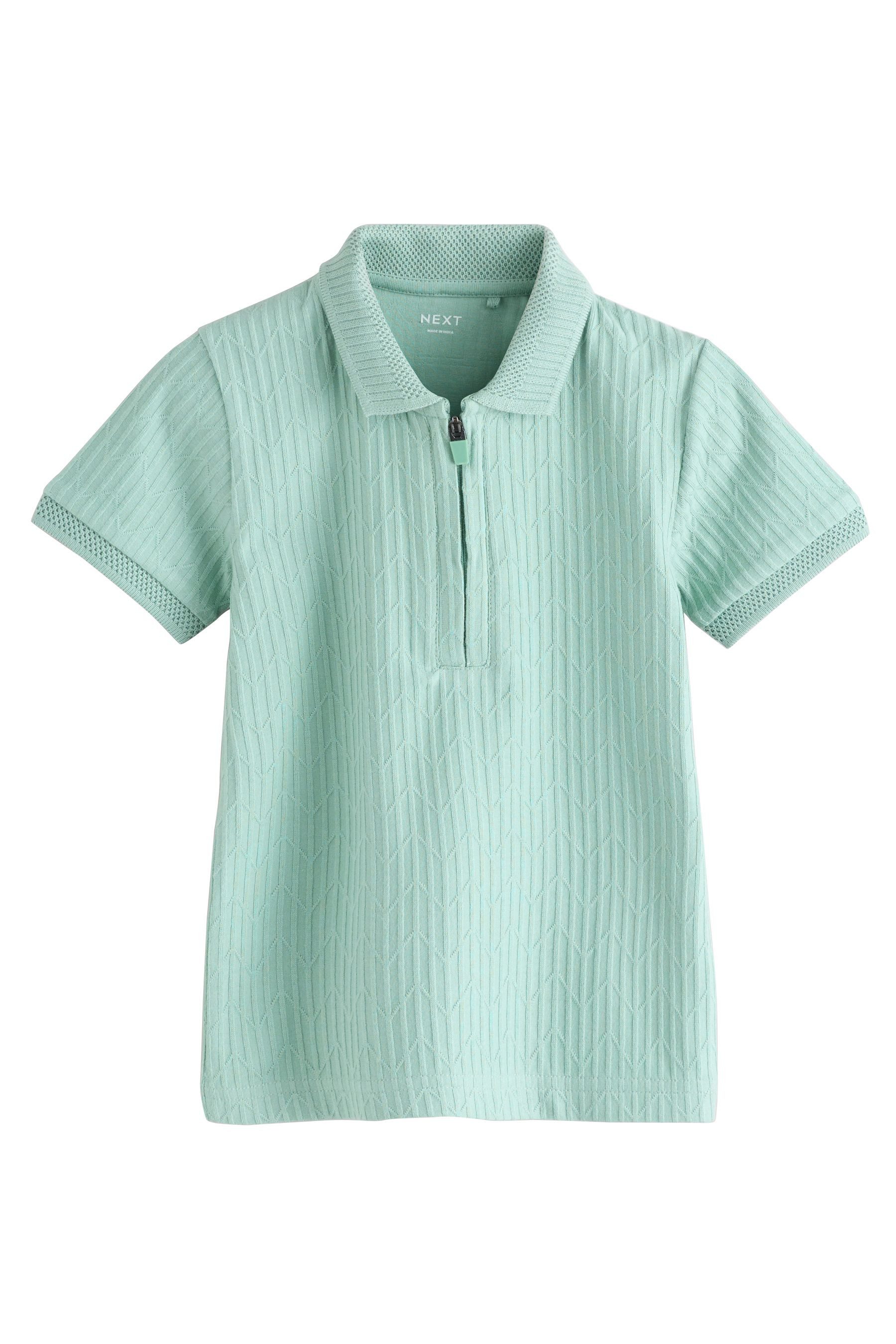 Next Poloshirt Kurzärmeliges Polohemd mit Struktur (1-tlg)
