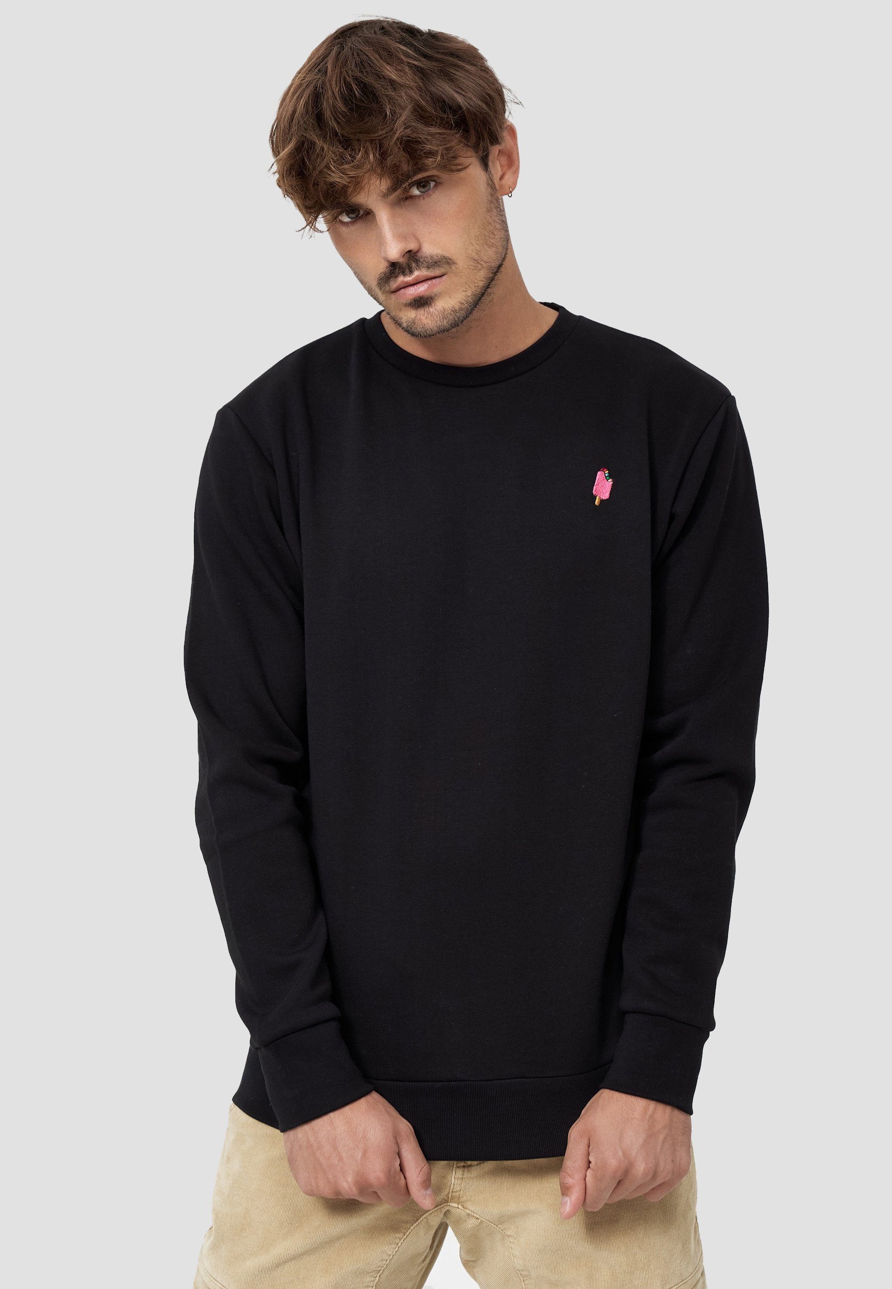 schwarz-black Bio-Baumwolle zertifizierte Sweatshirt MIKON Eis GOTS