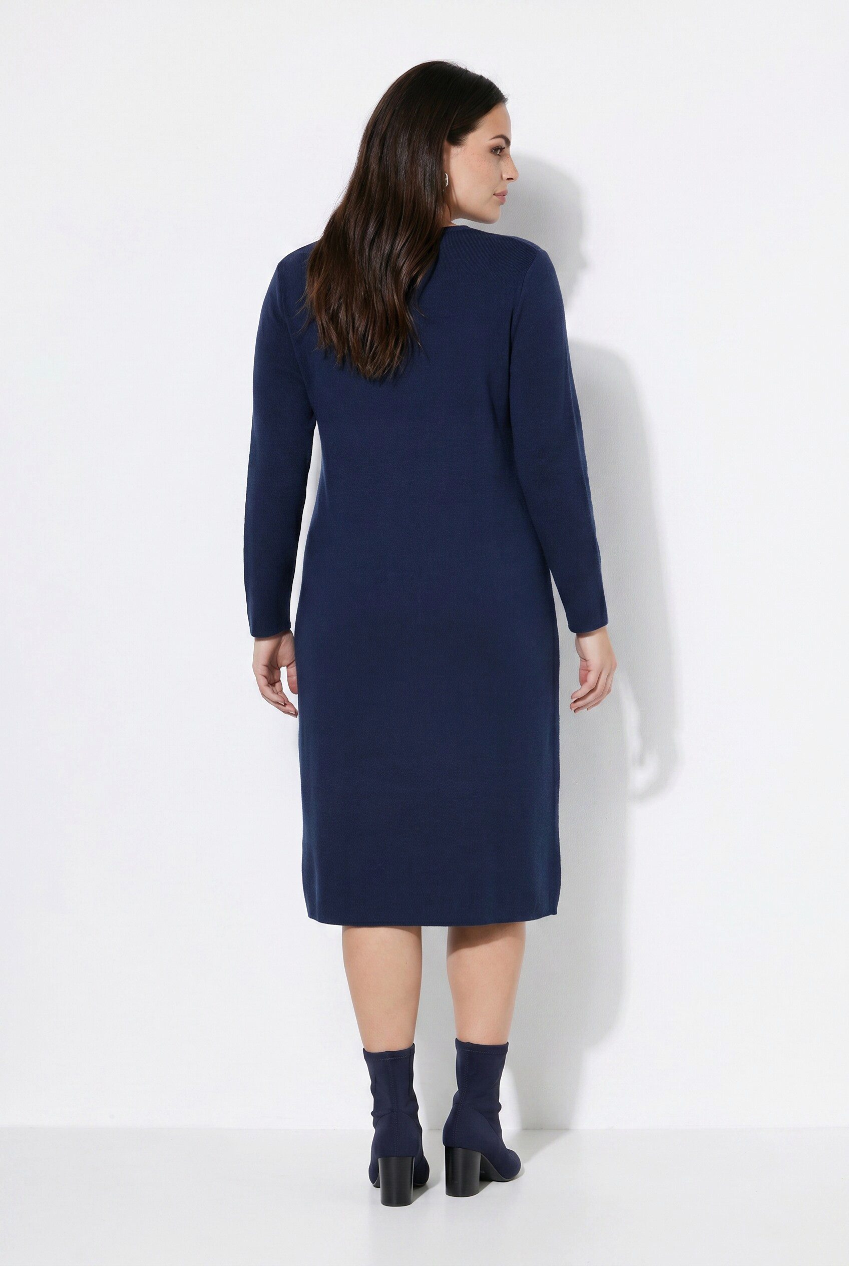 Ulla Popken Maxikleid Maxi-Strickkleid Zierschleife Rundhals Langarm – Bild 3 von 4