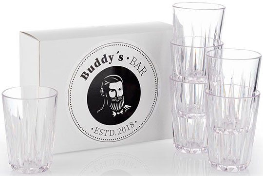 Buddy's Becher Buddy's Bar, Kunststoff, 6er Set, Tritan Kunststoff Trinkgläser, 150 ml, Made in Germany | Becher