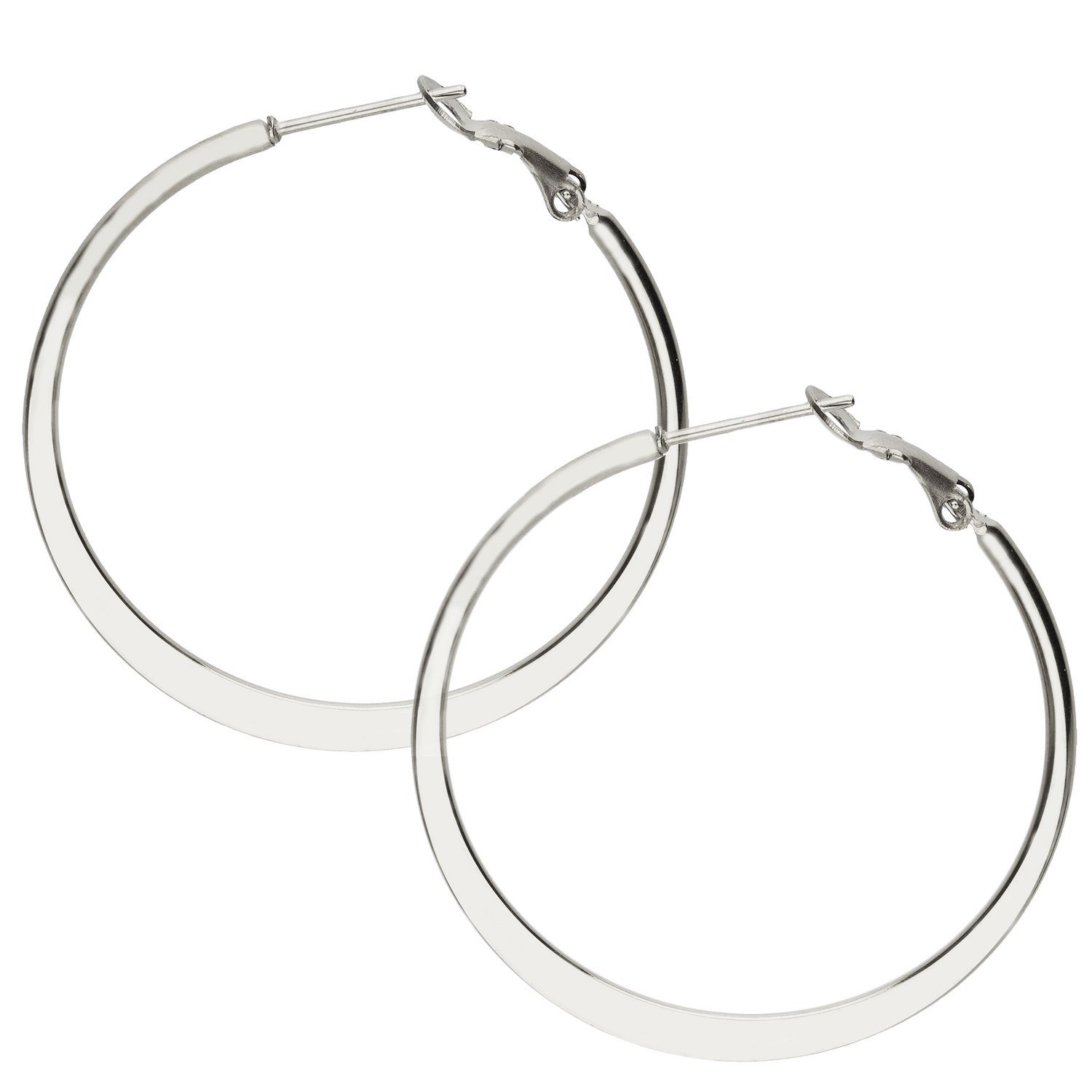 LÖB Paar Creolen Edelstahl 18K Gold vergoldet Creolen Ohrringe Rund Kreis silber 60mm (Geschenke für Frauen Beste Freundin Mutter Mama Damen Ehefrau sie zum Geburtstag Ostern Muttertag Muttertagsgeschenk, Inkl. Schmuckbox), Damen Klappcreolen Kreolen hängend Flach Breit Einfach Leicht Dünn