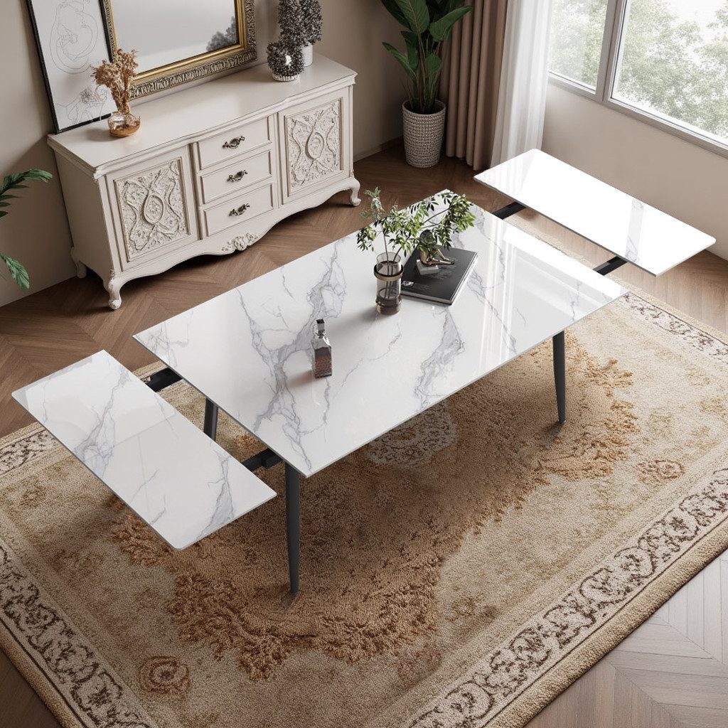 oleyluckidea Esstisch Moderner ausziehbarer Esstisch Weiß mit für 6–10 Personen (Set, ein Esstisch), Breite 160 cm