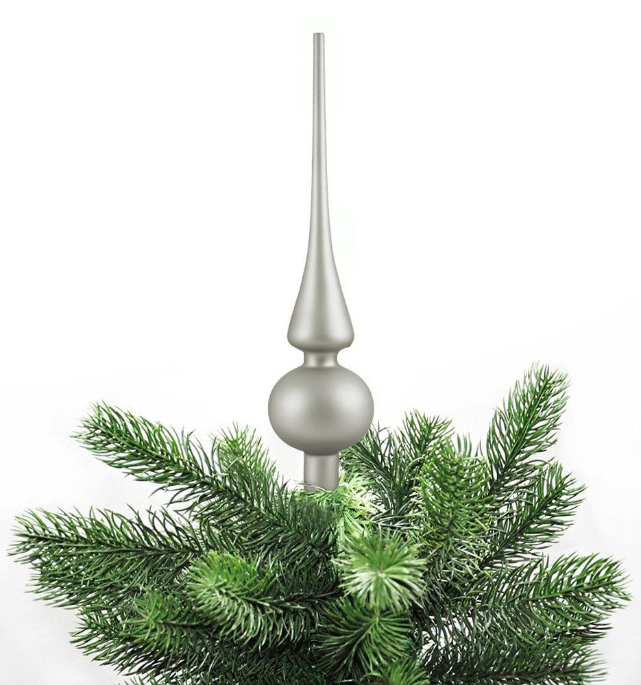 Misty Aufbewahrungsbox Grey 26 6 Spitze, Echt Glas cm x inklusive Weihnachtsbaum Glanz praktischer Christbaumspitze Matt Christbaumspitze aus Matt Baumspitze Echt JACK Glas,