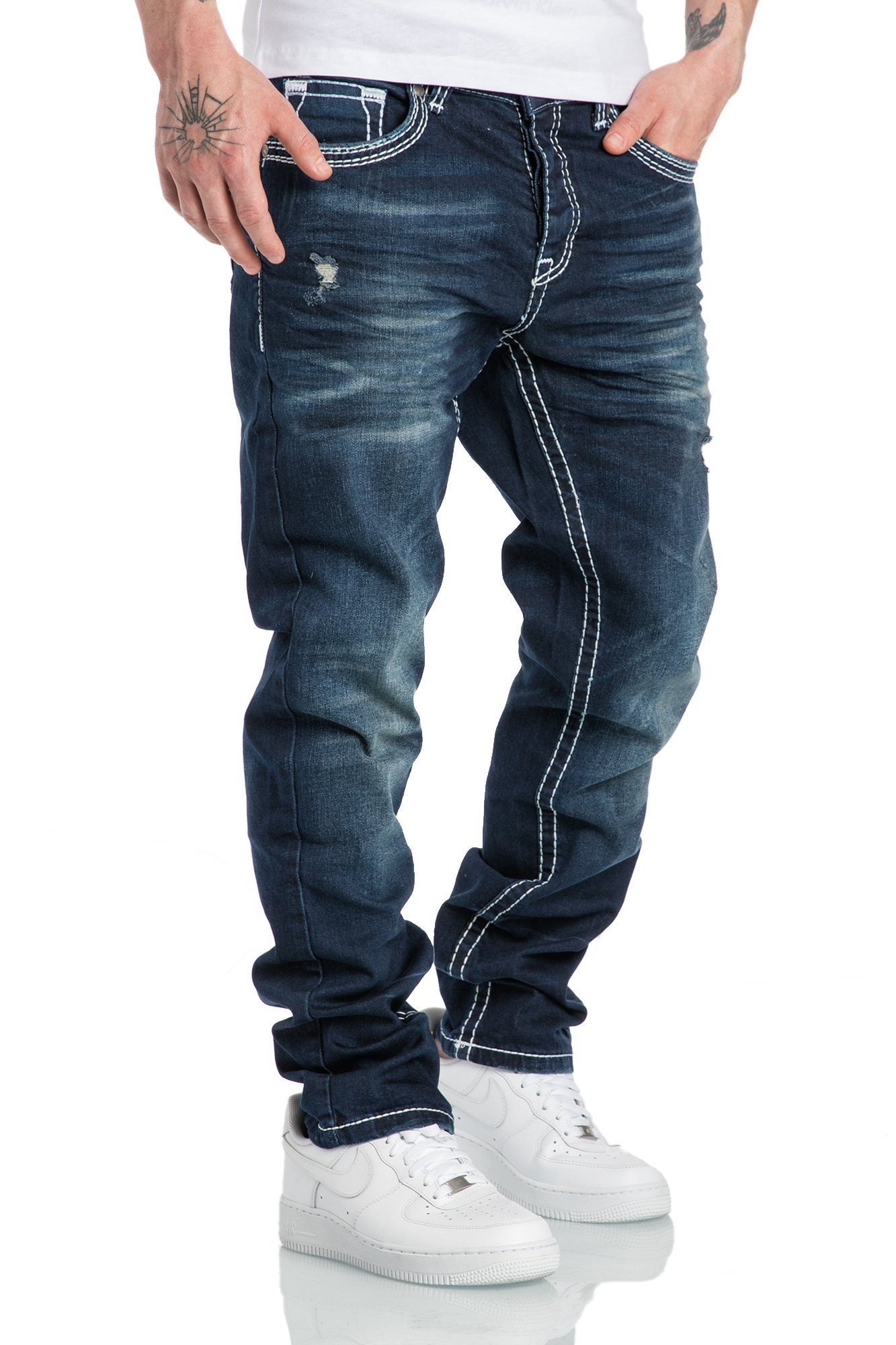 Amaci&Sons Stretch-Jeans Columbus Herren Regular Slim Denim Hose