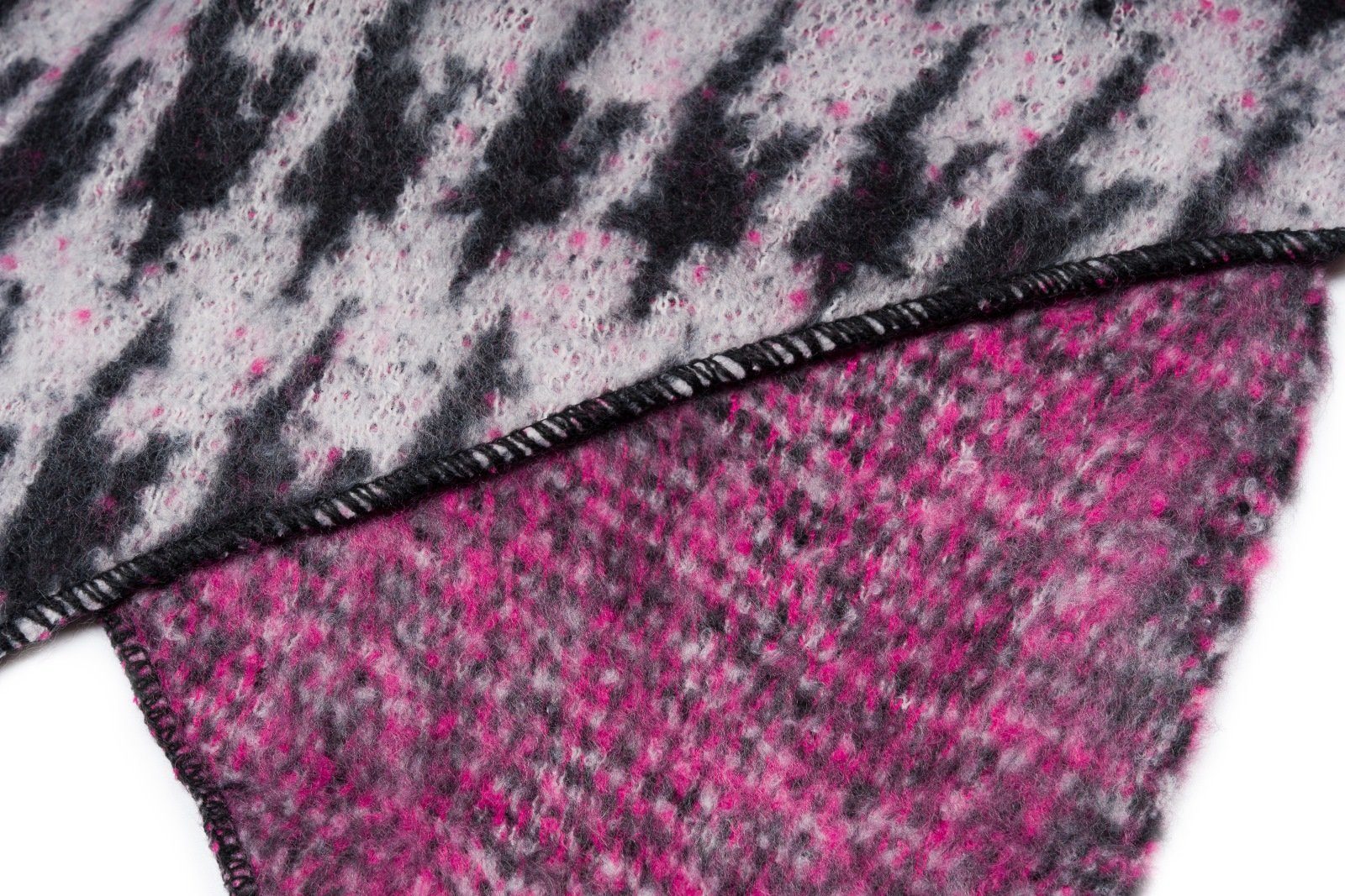 XXL-Schal, mit Muster Hahnentritt (1-St), Schal Pepita Web Asymmetrischer styleBREAKER Weiß-Pink