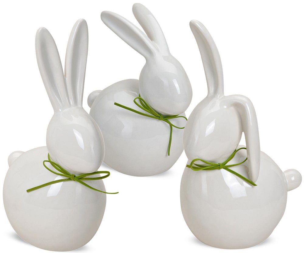 matches21 HOME & HOBBY Dekofigur Osterhase 1 Stk. weiß / grün 17 – 25 cm (1 St)