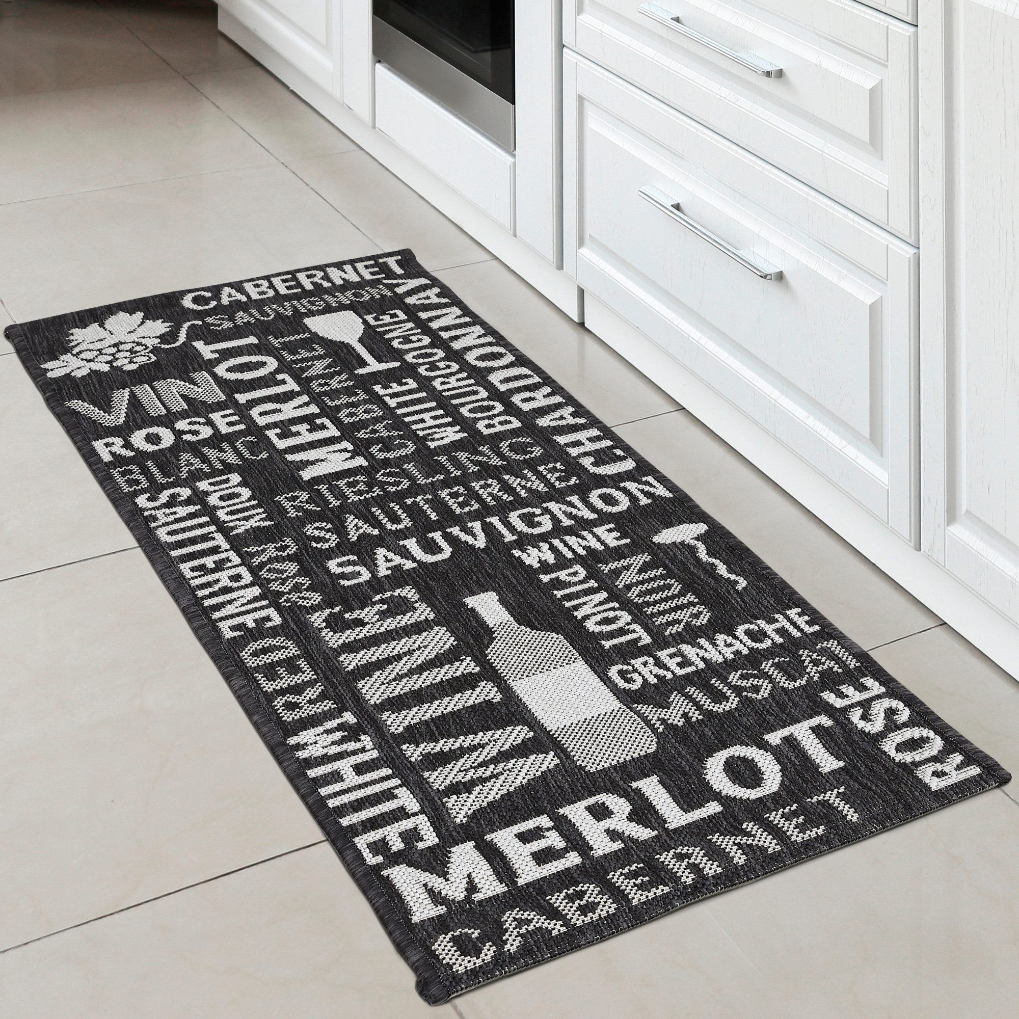 Andiamo Küchenläufer Arizona Wein, rechteckig, Höhe: 5 mm, Flachgewebe, Motiv Wein, mit Schriftzug, Küche, Outdoor geeignet