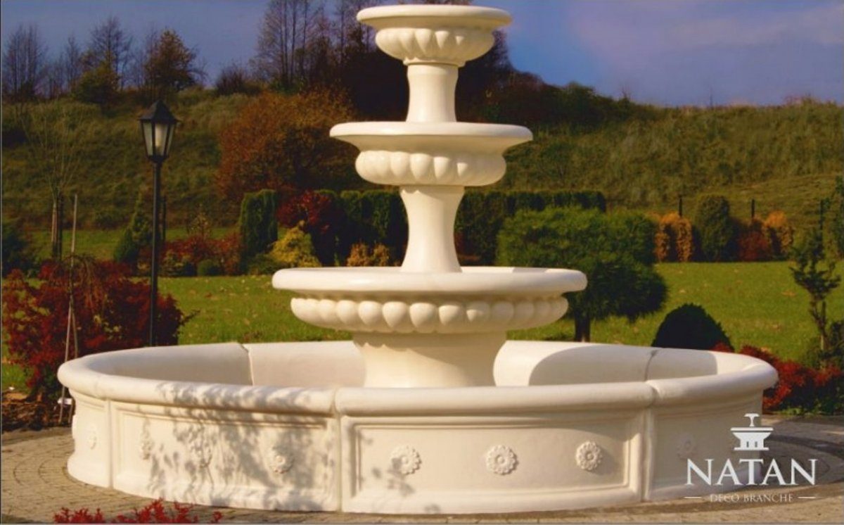 Skulptur Springbrunnen Fontaine Brunnen Teich Garten für JVmoebel Zierbrunnen Becken