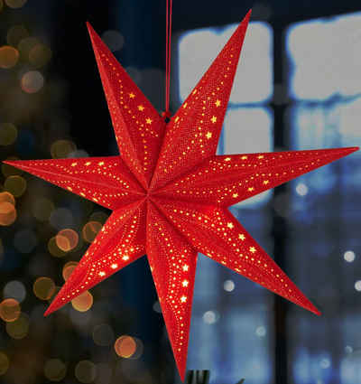 BRUBAKER Dekostern 3D Weihnachtsstern zum Aufhängen - Fenster Papierstern mit E14 Fassung, 1 St., 60 cm Deko Adventsstern - Weihnachten Leuchtstern mit 3,5 m Kabel