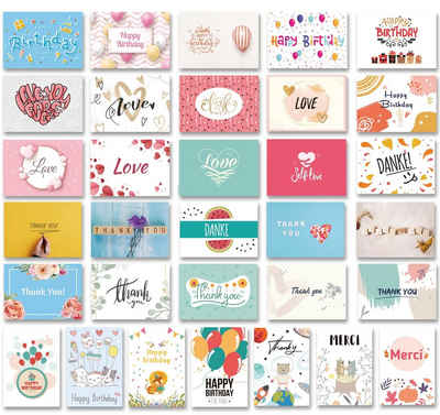 Homewit Geschenkkarte 40 Stück Dankeskarten Postkarten zum Danke sagen Blanko Karten Set, Dankeskarte für Erzieher, Hochzeit Geburtstag usw.