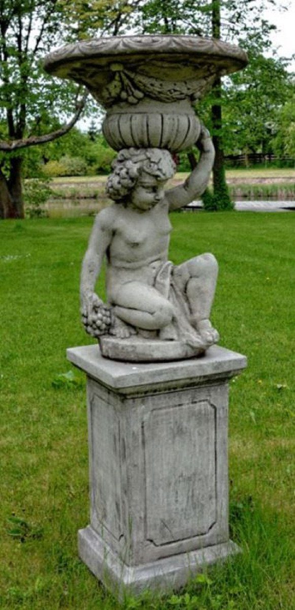 Casa Padrino - Gartendeko Blumentopf Ø mit 89 Skulptur Grau cm Prunkvoller x 60 Jugendstil H. Skulptur Pflanzentopf