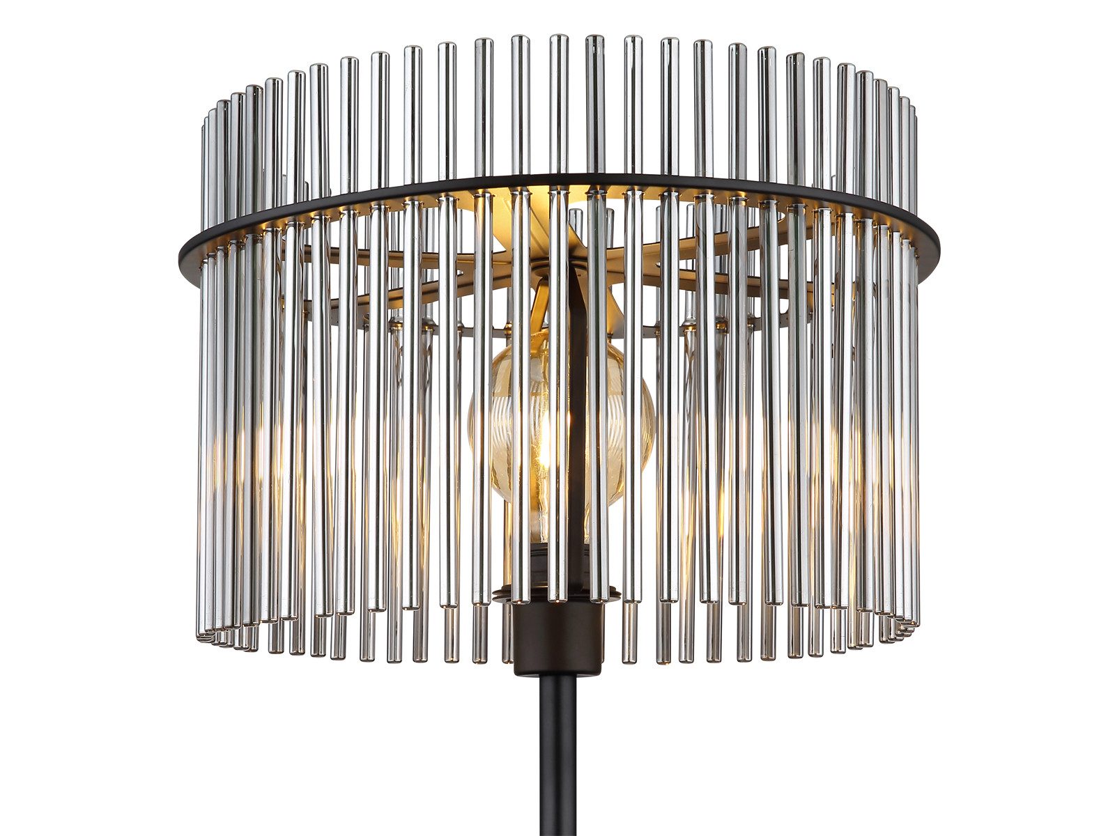 GLOBO LIGHTING LED Stehlampe, Dimmfunktion, LED wechselbar, warmweiß, ausgefallene Lampenschirm Rauch-glas stehend hinter Sofa Ecke, H 152cm