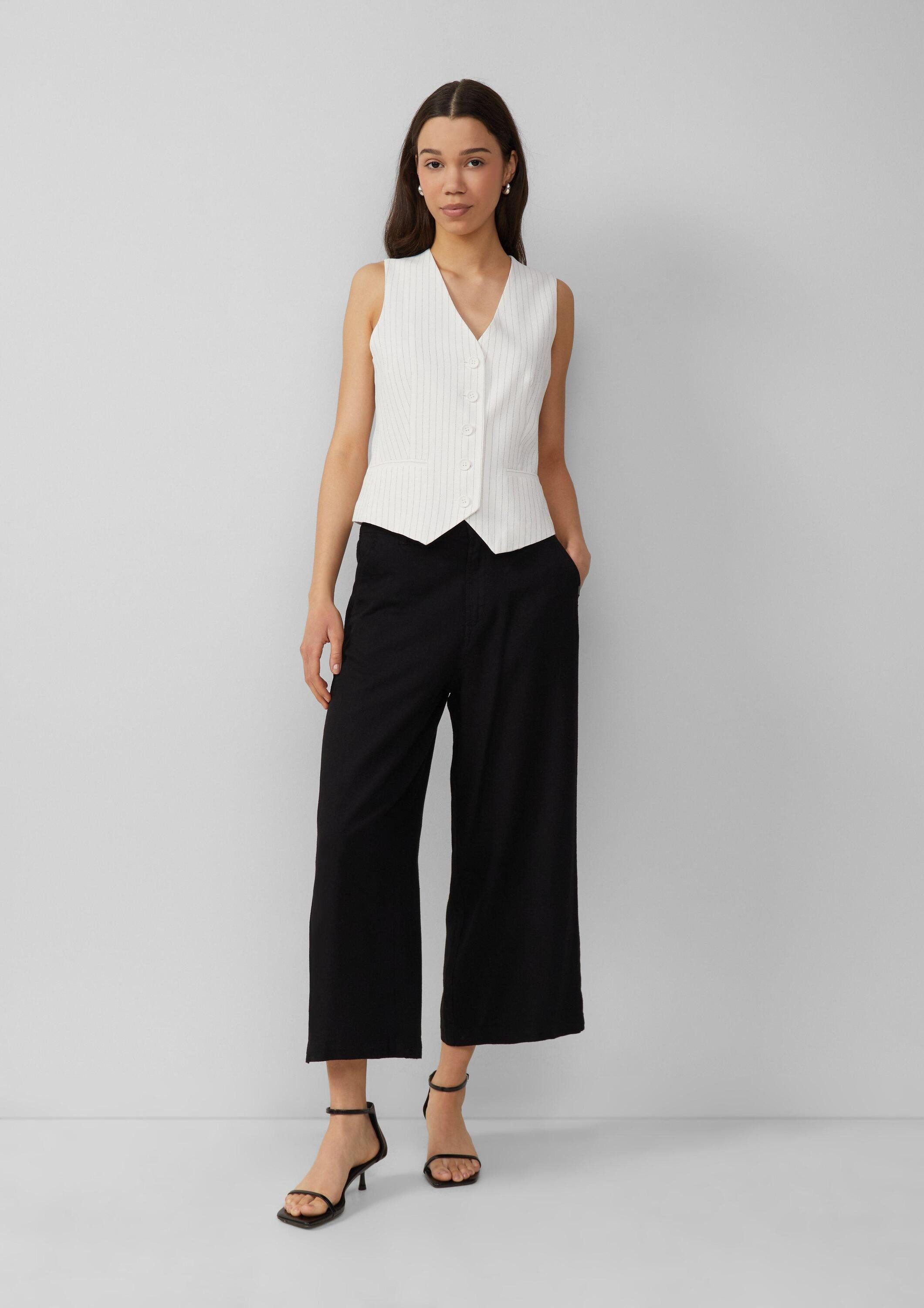QS Chinos Hose Culotte aus Leinenmix günstig online kaufen