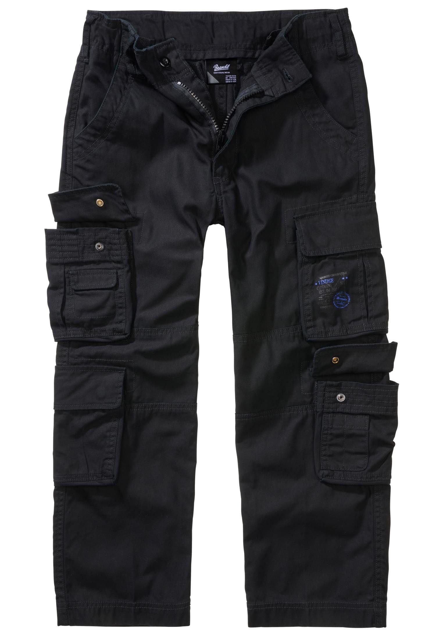 Brandit Cargohose Herren Kids black (1-tlg) Trouser Pure