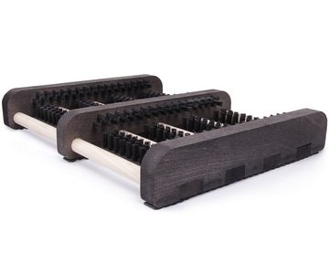 Fußmatte Fußabtreter Schuhabstreifer mit Seitenleisten aus Holz, ONDIS24, rechteckig, Höhe: 60 mm, Bürsten aus Nylon, für Innen- und Außenbereich