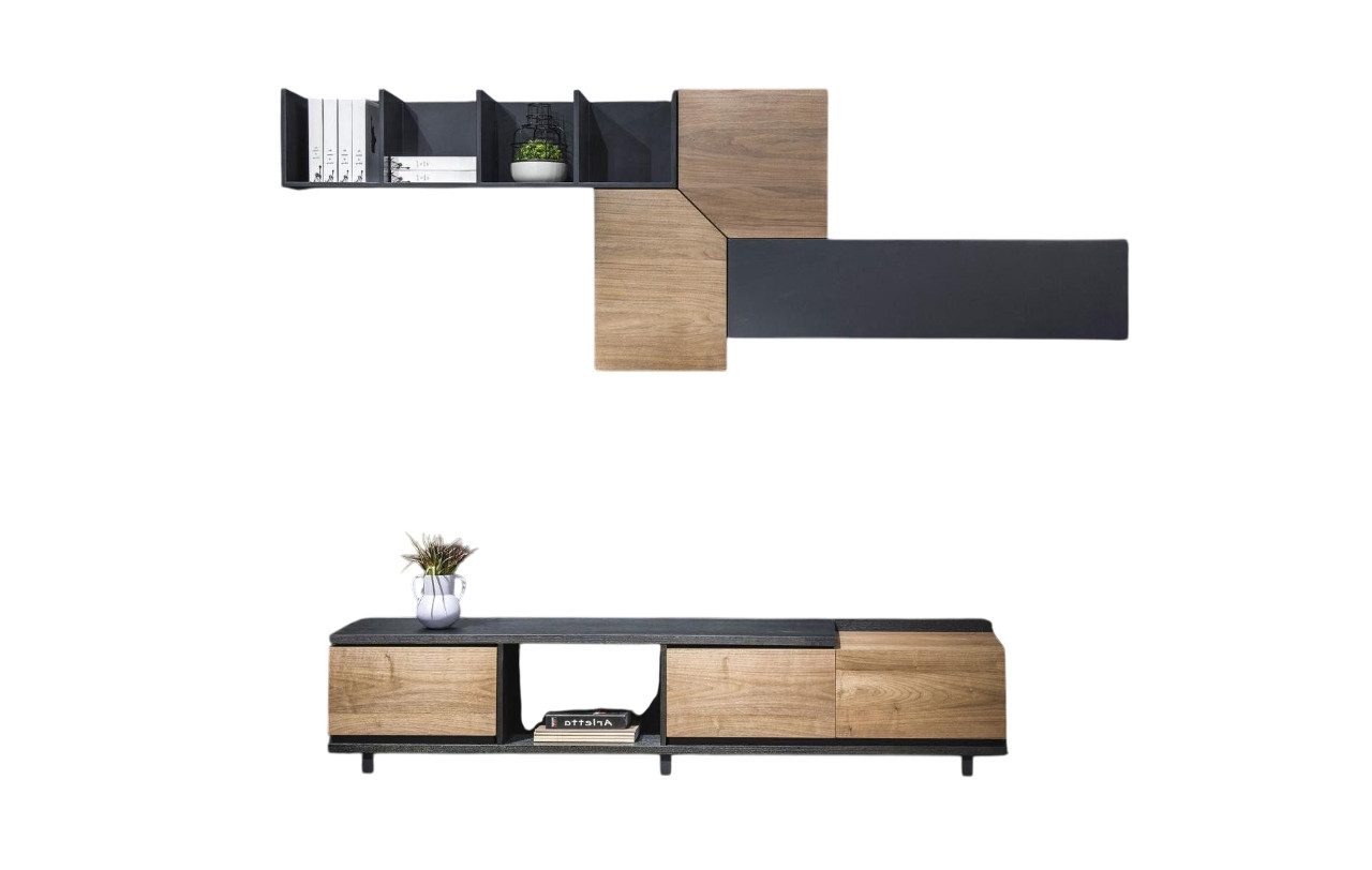 Xlmoebel Wohnwand Elegante TV-Schrankwand aus hochwertigem Holz mit Stauraum, (4-St., Wohnwand), Hergestellt in Europa