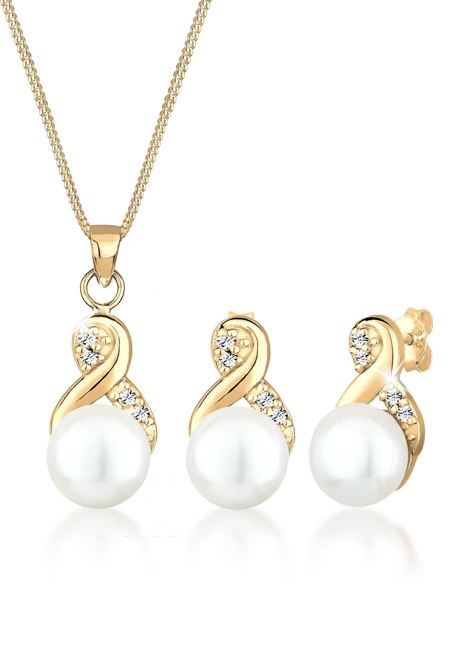 Elli Schmuckset Infinity Perlen Kristalle 925 günstig online kaufen