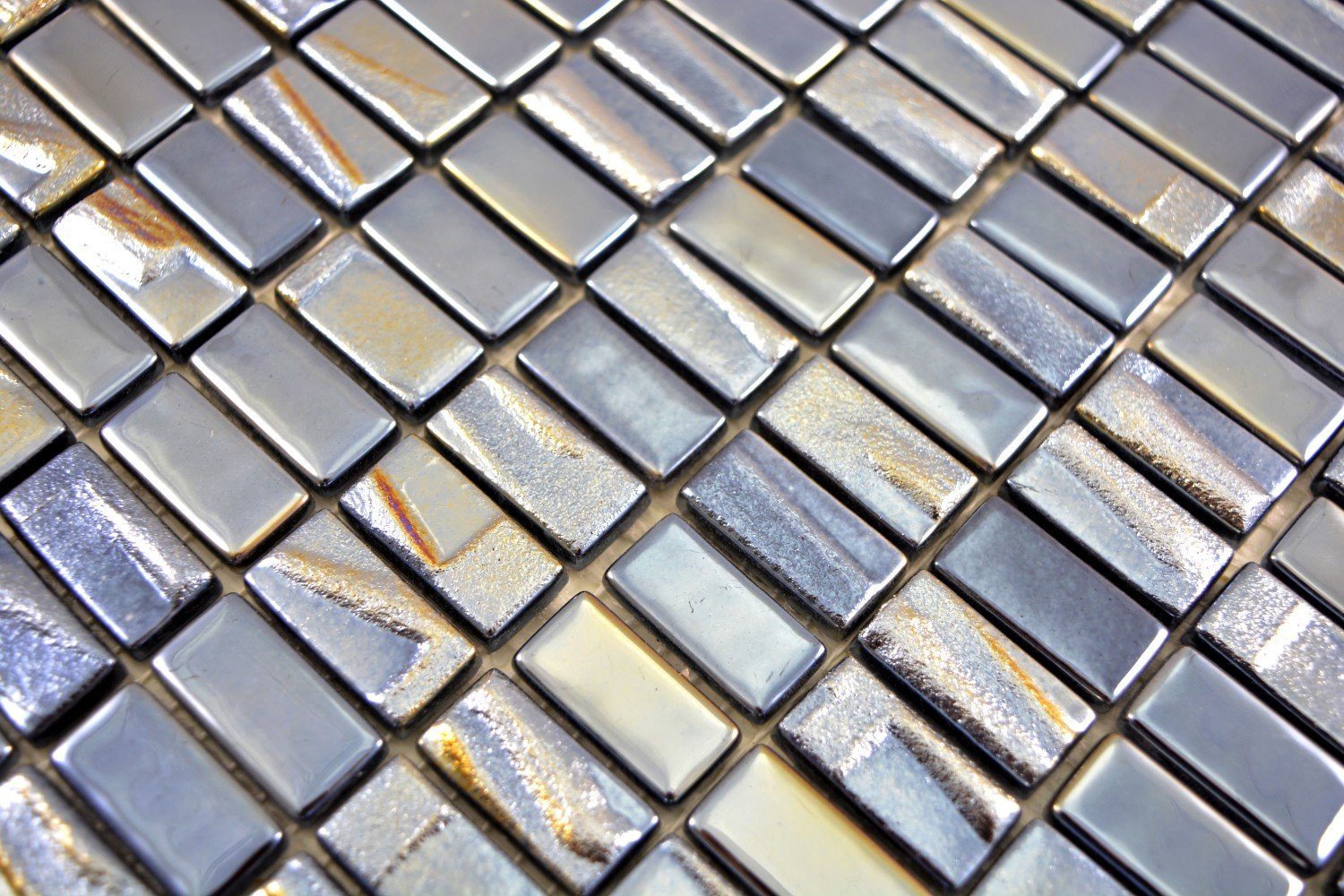 Recycling 10 / Glasmosaik Matten Mosani Mosaikfliesen schwarz Mosaikfliesen glänzend