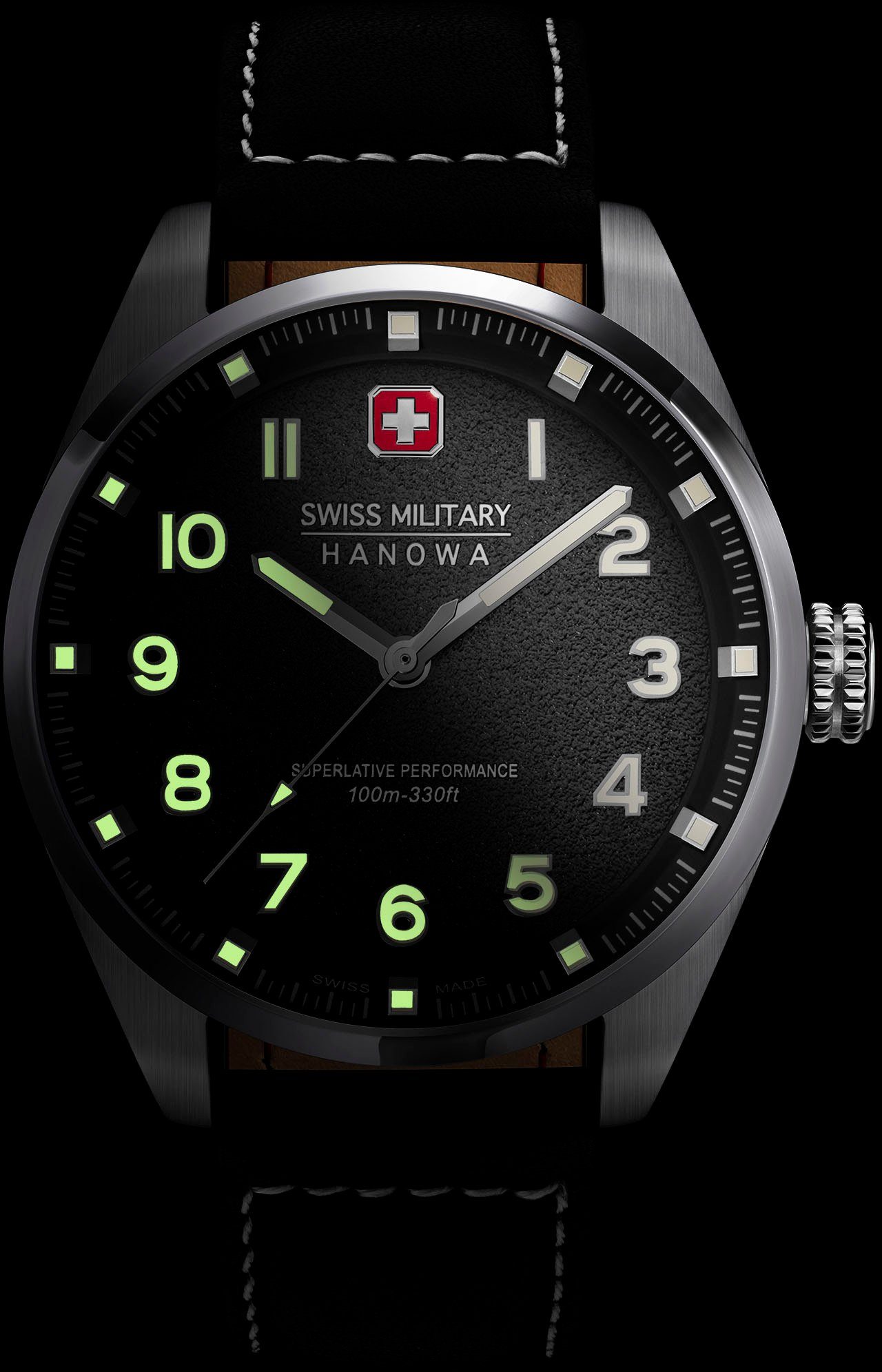 Swiss Military Hanowa Schweizer Schwarz Uhr GREYHOUND, SMWGA0001501