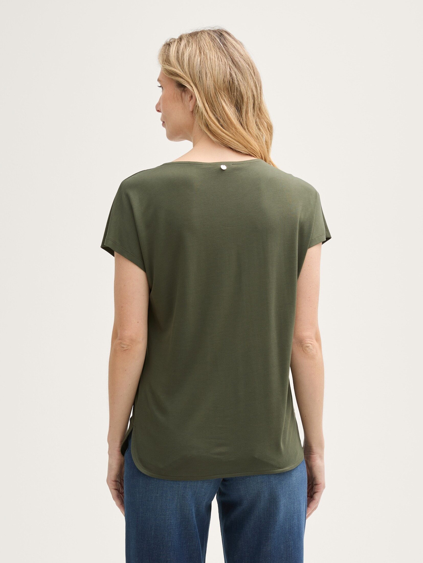 TOM TAILOR T-Shirt T-Shirt (im Einserpack) T-Shirt aus Materialmix