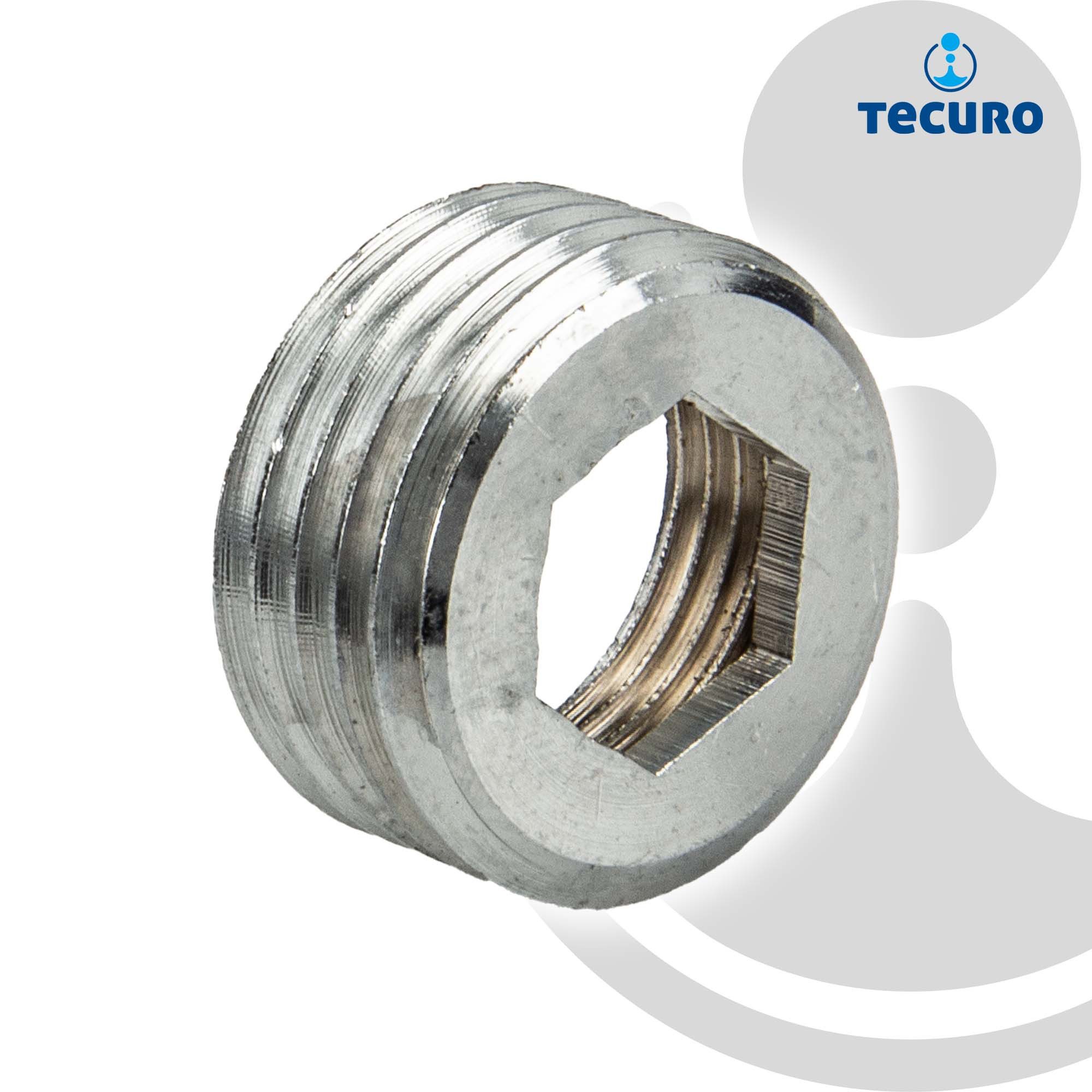tecuro Gewindefitting Reduzierstück mit Außen x Innengewinde Messing verchromt, 1/2 aussen x 3/8 innen