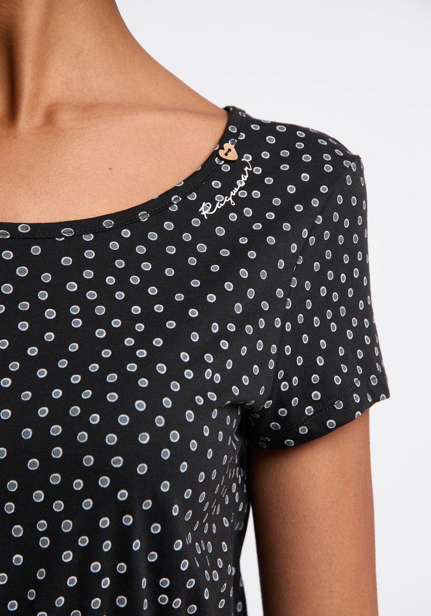 mit schwarz Allover ORGANIC Punkte-Muster tollem DRESS Ragwear OLINA Sommerkleid