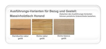 expendio Essgruppe Horand, (komplette Tischgruppe, Spar-Set, 5-tlg), Tisch Eiche natur massiv 160x210x90 cm + Stühle Kiana Scarlett nougat