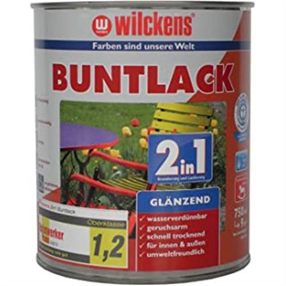 Wilckens Farben Kunstharzlack Buntlack 2in1 glänzend, RAL 9010, Reinweiß 750 ml