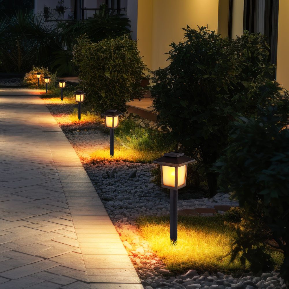 GLOBO LIGHTING LED Gartenleuchte, LED-Leuchtmittel fest verbaut, Außenleuchte Solarlampe Steckleuchte Erdspieß Gartenfackel 6er Set