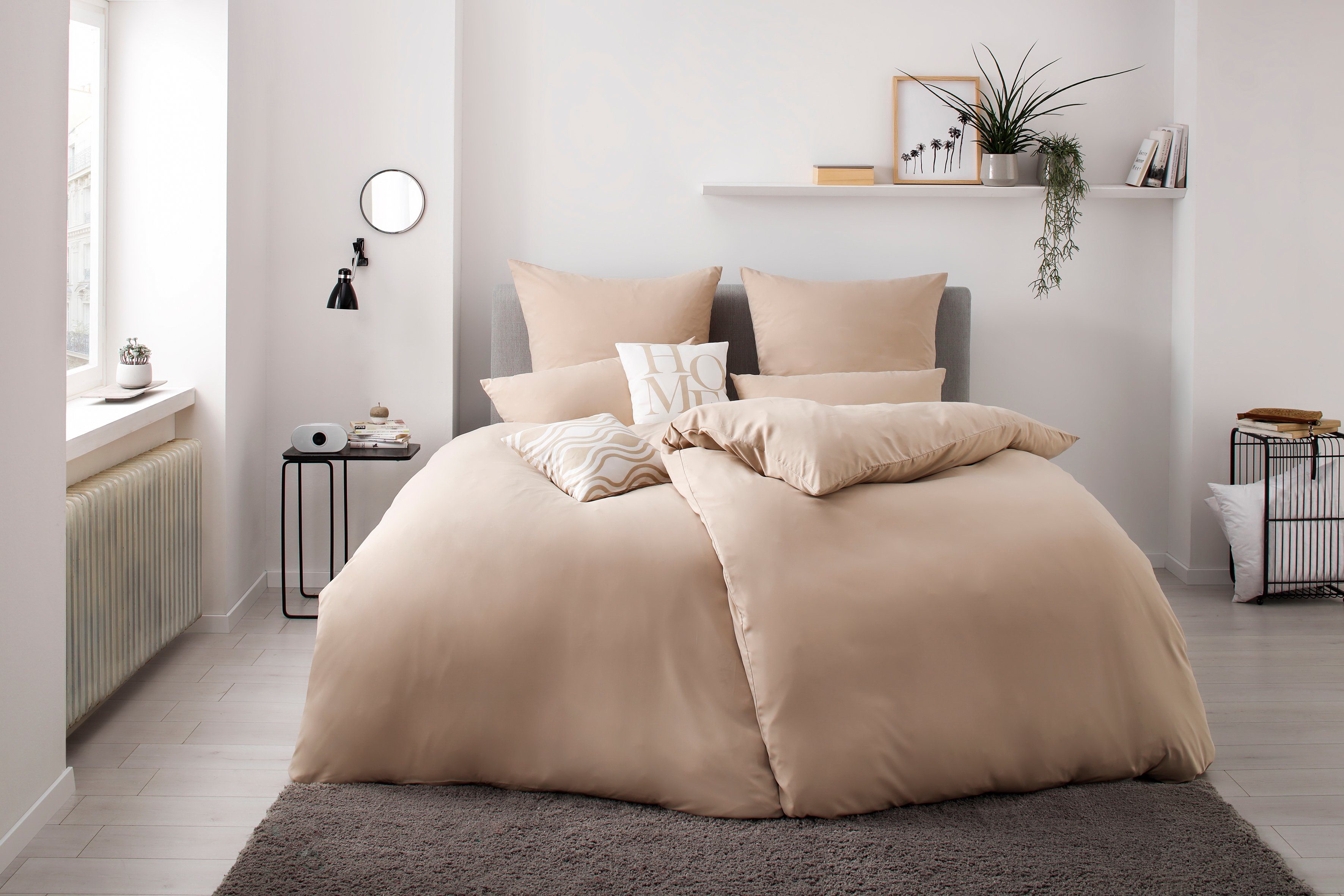 OTTO home Bettwäsche Desner 100% Microfaser, extra weich, allergikerfreundlich, Microfaser, 3 teilig, Premium Qualität, uni, schnell trocknend, pflegeleicht, ab 135x200 cm