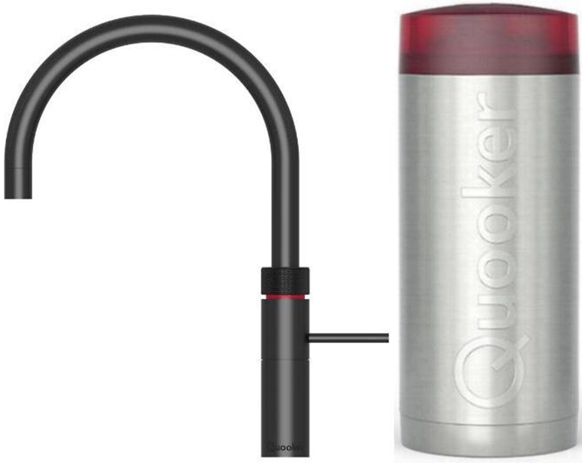 QUOOKER Küchenarmatur QUOOKER FUSION ROUND COMBI B Schwarz 100°C Armatur (22FRBLK) (2-St) Spültischmischer mit 100°C Kochendwasserfunktion