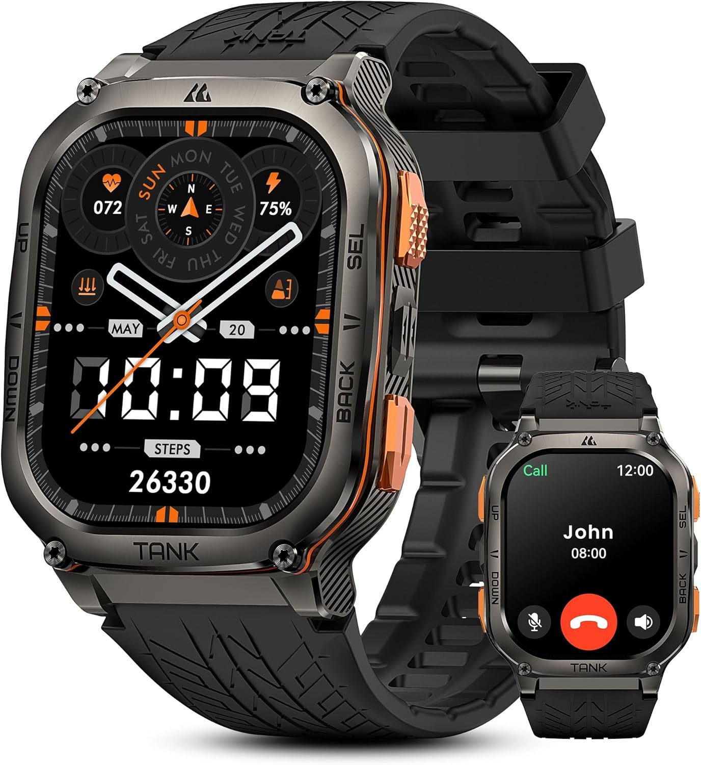KOSPET TANK M3 Ultra Smartwatch (4,9 cm, Android iOS), Military Smartwatch mit AMOLED Display, 170 Sportmodi, IP69K Schutz