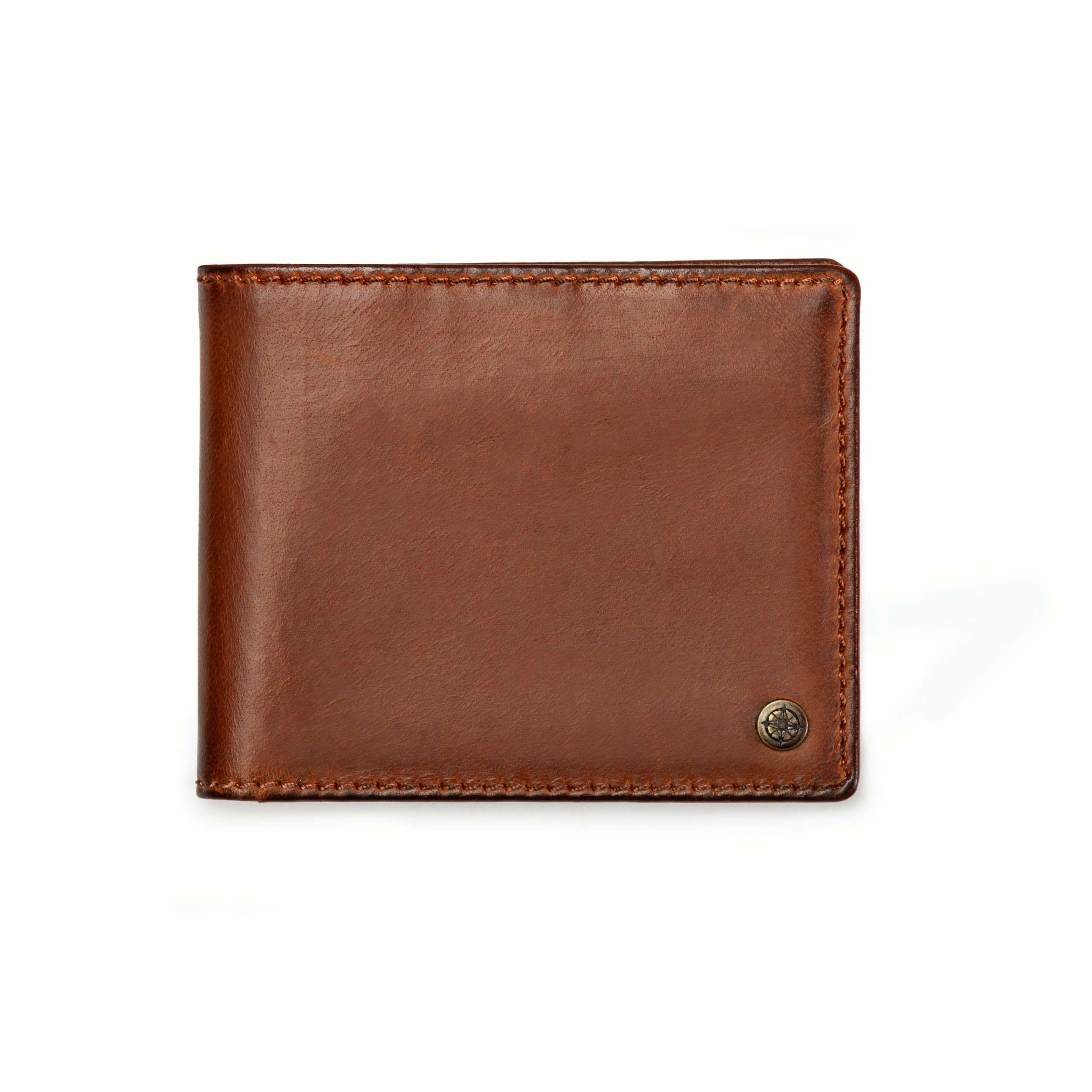 Geldbörse graviertem RFID und Leder für Vintage-Braun, Herren Geldbeutel mit »Joe« Schutz DRAKENSBERG Brieftasche Reisezitat