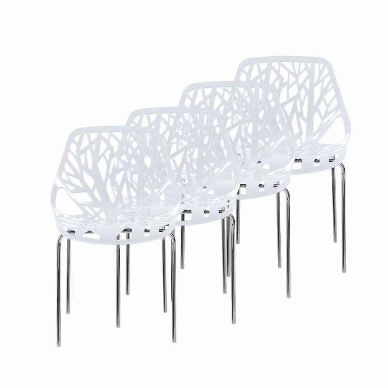 Makika Esszimmerstuhl »Retro Stuhl Design-Stuhl - CALUNA 4er Set in Weiß«