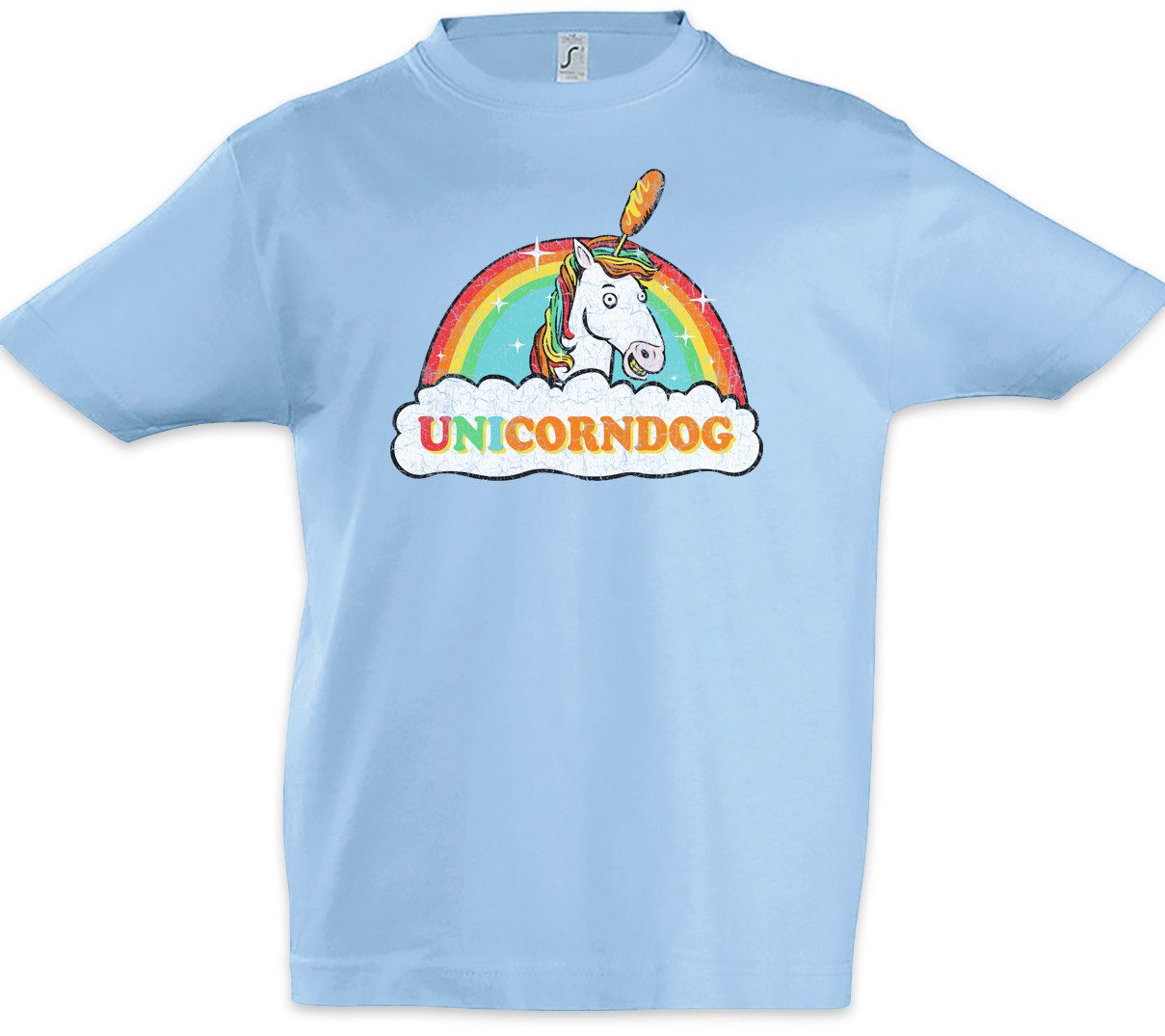 Print-Shirt Unicorndog Kinder T-Shirt Einhorn Regenbogen Rainbow Hot Dog Unicorn