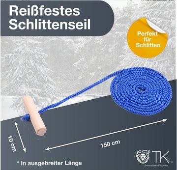 Sportyfits® 4x Schlittenseil blau Seil Zugseil 1,50 m 150 cm Schlaufe Schlitten Schlittenseil (4er Set, 4-tlg., 4x Schlittenseil), 150 cm Länge