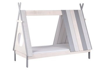 TPFLiving Kinderbett Scroll - Zeltbett mit Rausfallschutz - MDF-Platten (Hochwertiges Kinderbett mit Lattenrost - Belastbarkeit: 100 kg, 1-tlg., Tipi Bett aus unserer Produktlinie SKANDINAVIA - Farbe weiß-grau), MAßE (BxHxT): 215x167x105 cm - Liegefläche: 200x90 cm