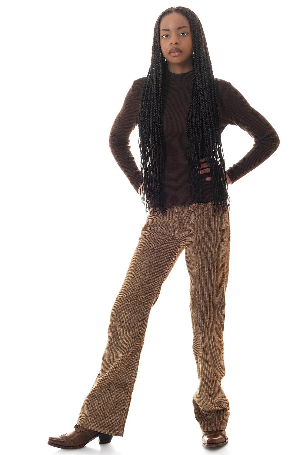 Comycom Cordhose Damen Bootcut beige braun