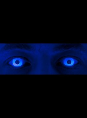 Maskworld Motivlinsen Glow Jahreslinsen Blaue UV Party Kontaktlinsen, Motivlinsen ohne Sehstärke