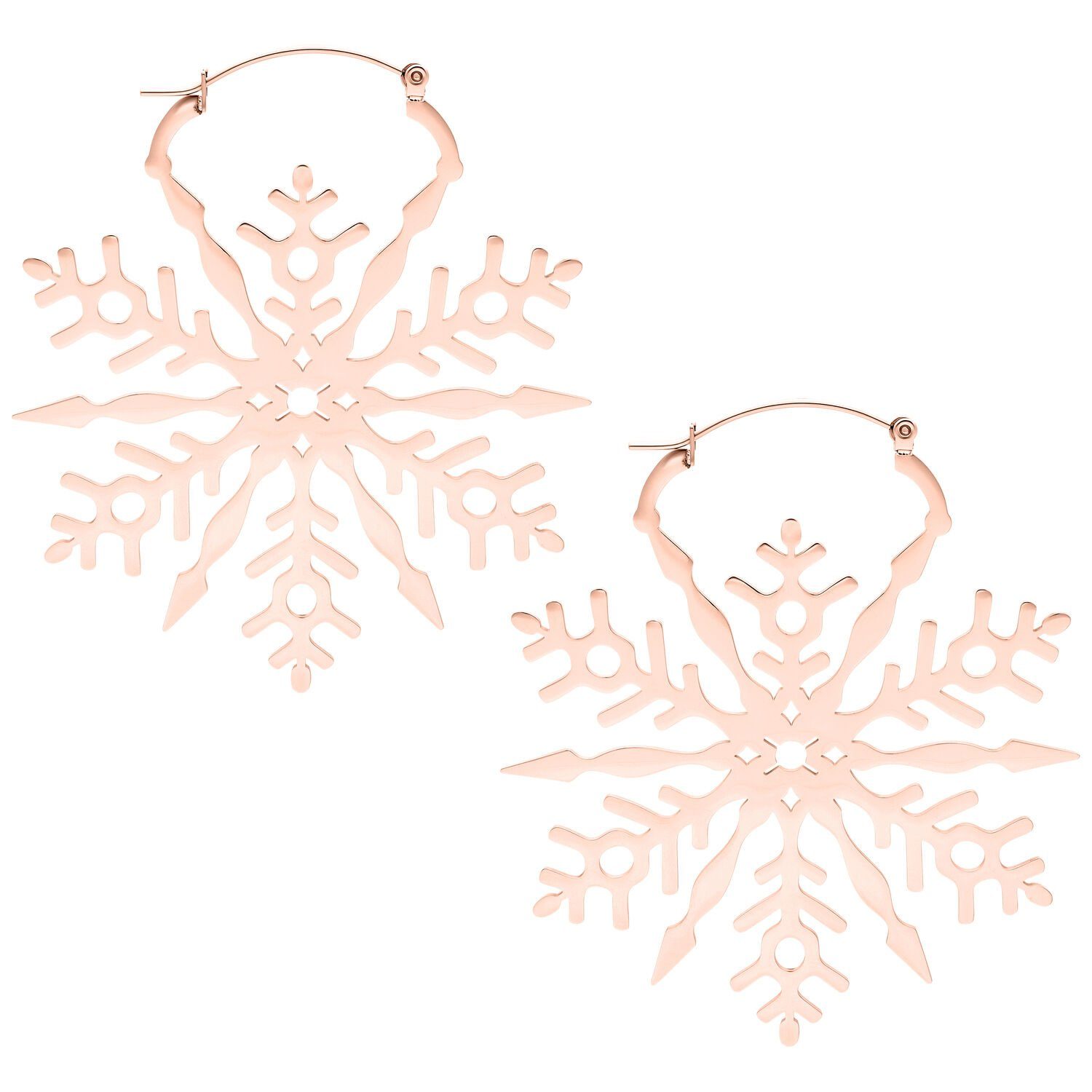 Creolen Snowflake Paar Hoops, Roségold Hochglanzpoliert,Wasserfest Wildcat