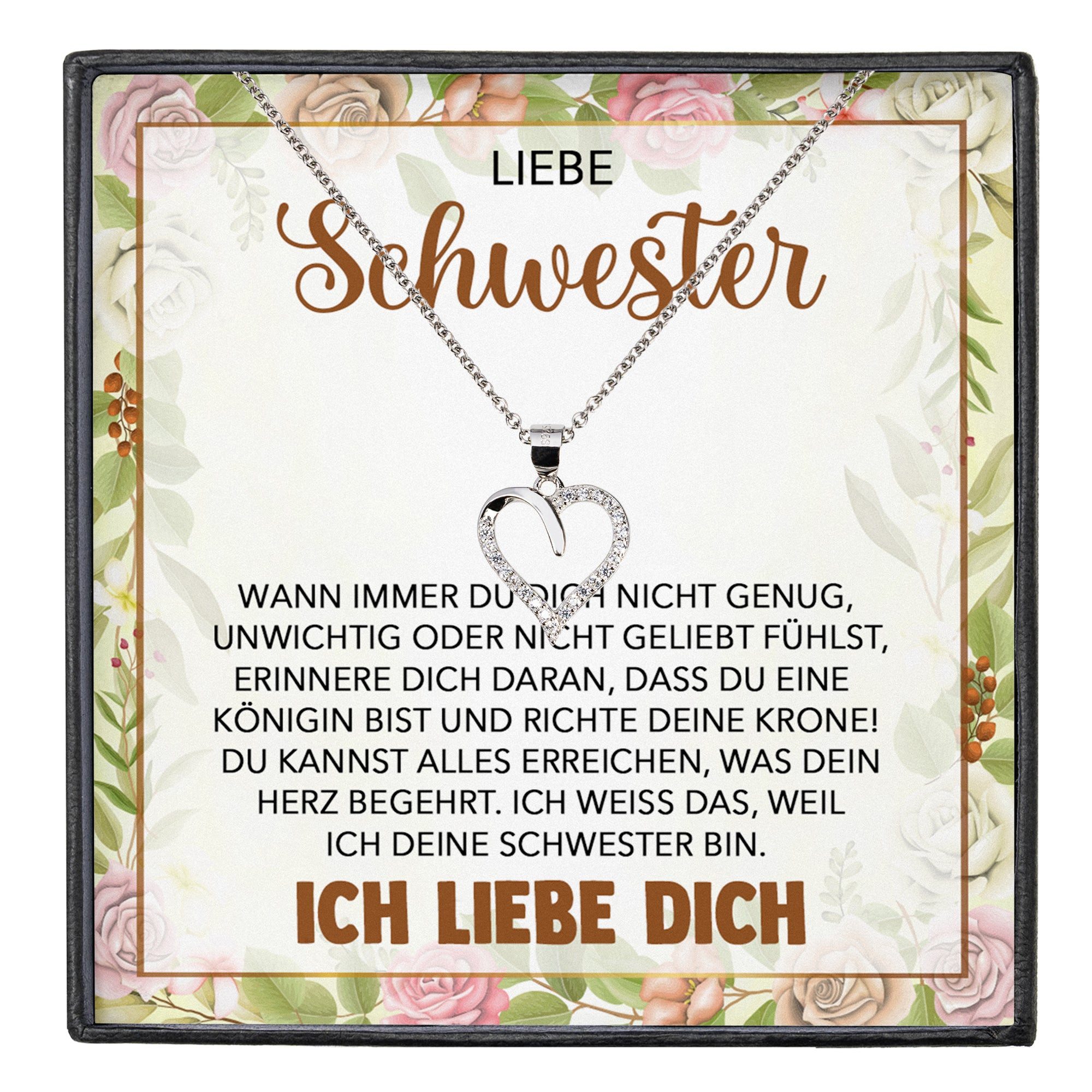 Schmuckset Liebe Schwester Geschenk Frauen Mädchen Herz Halskette Geschwister
