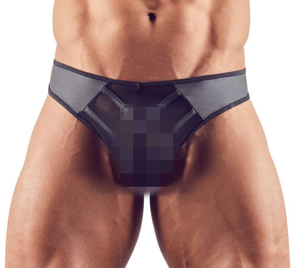 Svenjoyment Tanga Wetlook Herren Tanga transparent - schwarz