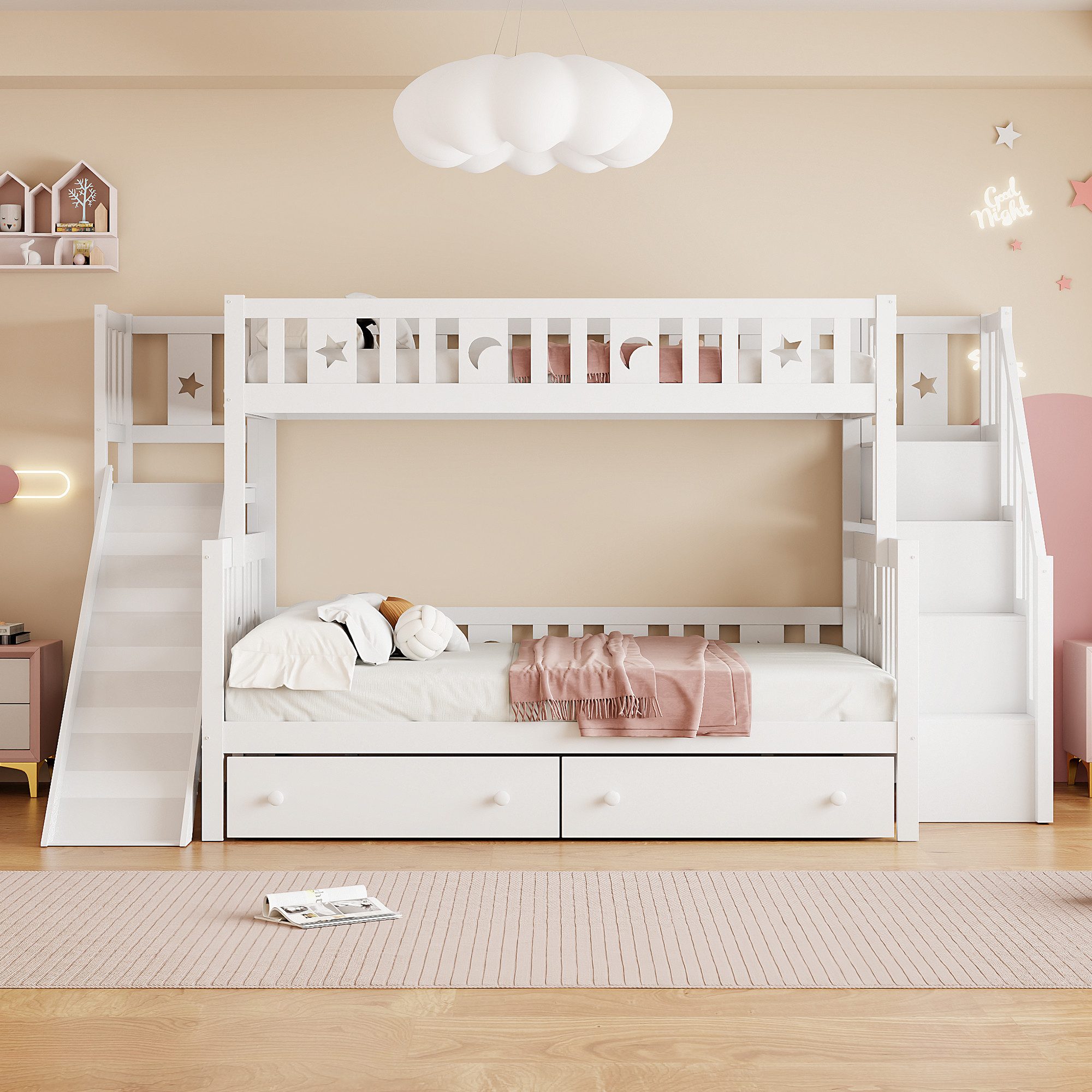 Odikalo Kinderbett Etagenbett Rutsche Regal Sicherheitsstufen günstig online kaufen