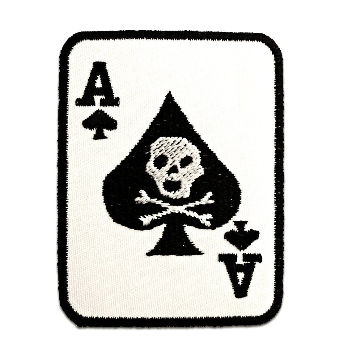 Catch the Patch Aufnäher Bügelbild, Aufbügler, Applikationen, Patches, Flicken, zum aufbügeln, Polyester, Poker Ass Karte Totenkopf Biker - Größe: 6 x 7,5 cm