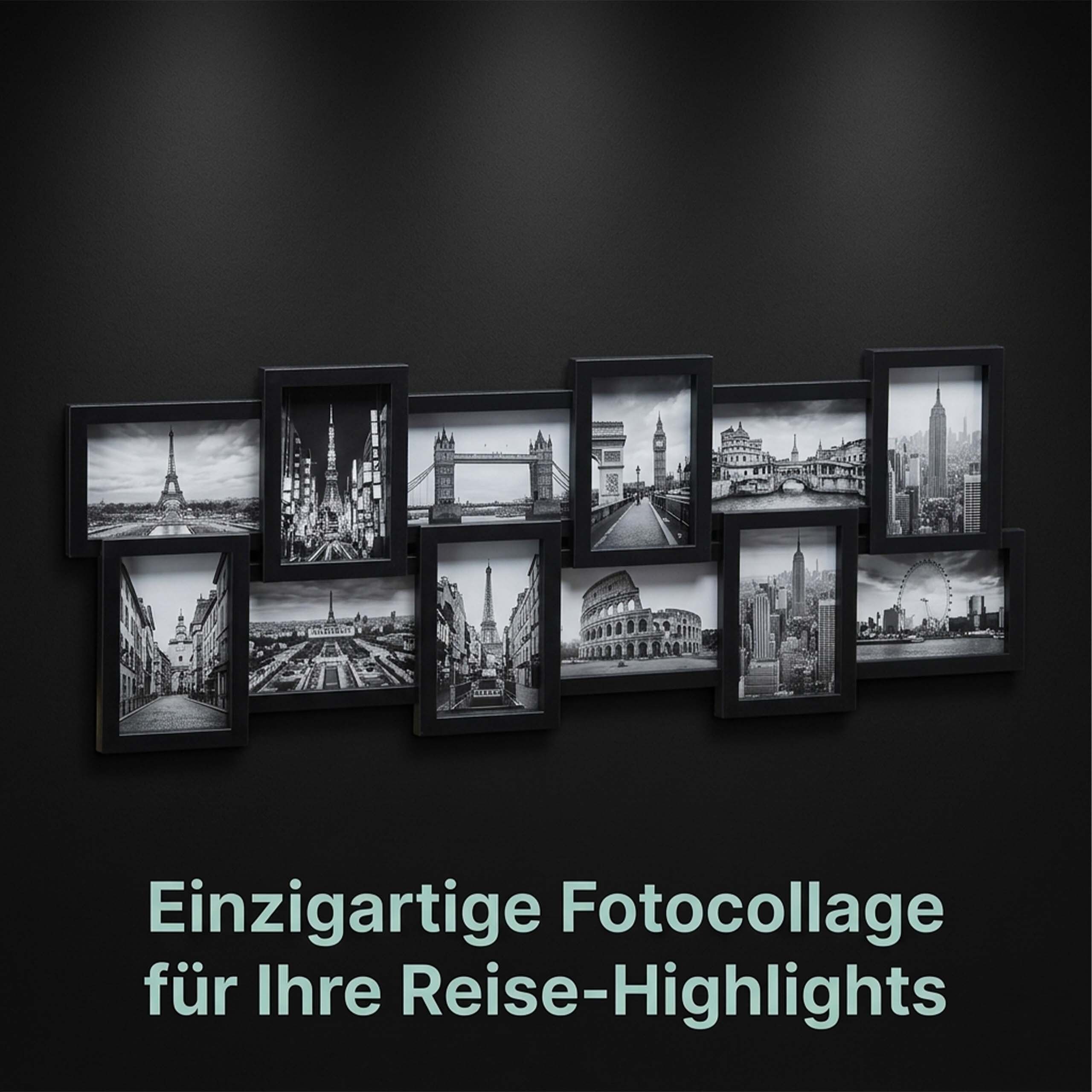 relaxdays Staffelbilderrahmen Bilderrahmen Collage 12 Fotos, für 12 Bilder (1 St), weiß – Bild 5 von 5