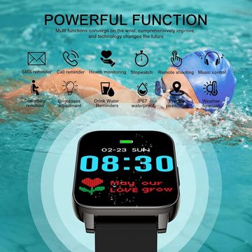MicLee Smartwatch (1,69 Zoll, Android iOS), Armband Fitness Tracker Sportuhr Wasserdicht IP67 Bluetooth Anruf Uhr